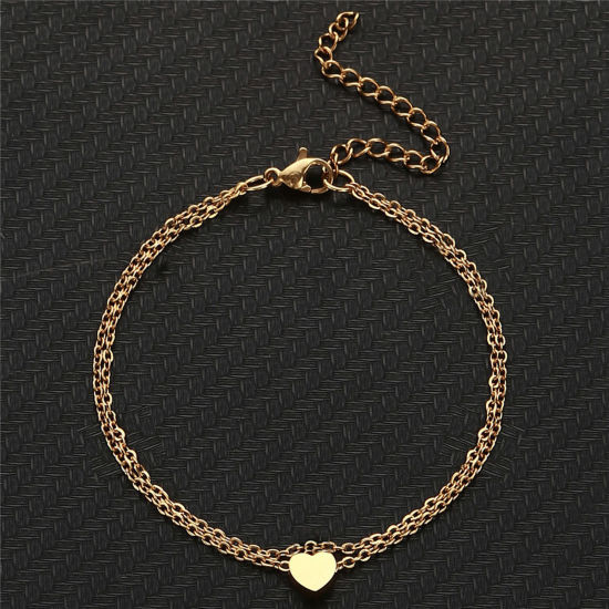 Image de Chaîne de Cheville Multicouche Élégant en 304 Acier Inoxydable Chaîne Maille Forçat Multicolore 25cm long, 1 Pièce