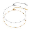 Picture of 1 Piece Vacuum Plating 304 Stainless Steel Simple Handmade Link Chain Anklet White Imitation Pearl 22.5cm(8 7/8") long