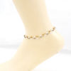 Picture of 1 Piece Vacuum Plating 304 Stainless Steel Simple Handmade Link Chain Anklet White Imitation Pearl 22.5cm(8 7/8") long