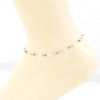 Picture of 1 Piece Vacuum Plating 304 Stainless Steel Simple Handmade Link Chain Anklet White Imitation Pearl 22.5cm(8 7/8") long