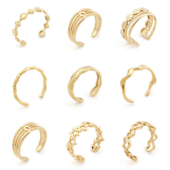 Immagine di 304 Acciaio Inossidabile Aperto Regolabile Anello Oro Placcato 1 Pz