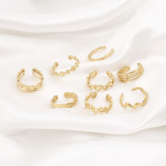 Immagine di 304 Acciaio Inossidabile Aperto Regolabile Anello Oro Placcato 1 Pz