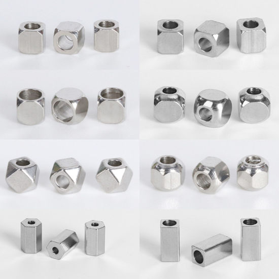 Image de Perles en 304 Acier Inoxydable Géométrique Argent Mat 20 PCs