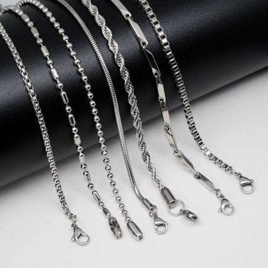 Image de Colliers En Gros Argent Mat en 304 Acier Inoxydable, Chaînes, Unisexe Minimaliste Cadeau Bijoux pour Détaillants 1 Pièce