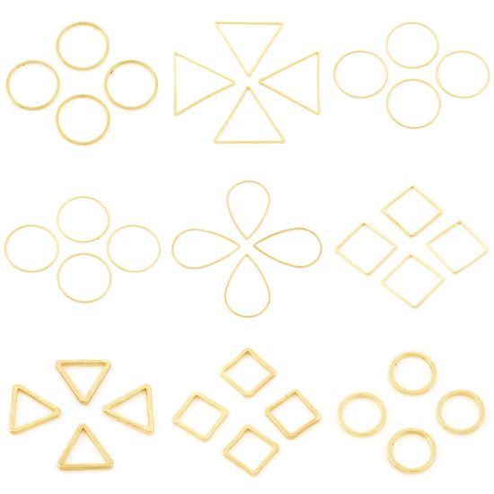 Image de 20 Pcs Connecteurs Pendentifs de Cadre de Lunette Géométrique en Laiton Plaqué Or KC