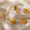 Picture of Hypoallergenic Simple & Casual Retro 18K Real Gold Plated 304 Stainless Steel Open Oval Rings Unisex Party