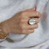 Picture of Hypoallergenic Simple & Casual Retro 18K Real Gold Plated 304 Stainless Steel Open Oval Rings Unisex Party