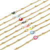 Picture of 1 Piece Vacuum Plating 304 Stainless Steel Religious Curb Link Chain Anklet Gold Plated Multicolor Double-sided Enamel Round Evil Eye 21.5cm(8 4/8") long