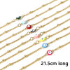 Picture of 1 Piece Vacuum Plating 304 Stainless Steel Religious Curb Link Chain Anklet Gold Plated Multicolor Double-sided Enamel Round Evil Eye 21.5cm(8 4/8") long
