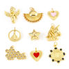 Picture of Brass Charms Gold Plated Red Horse Animal Angel Clear Cubic Zirconia