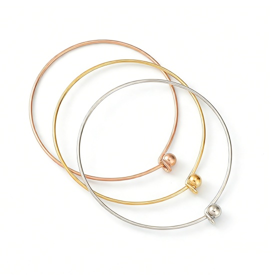 Image de Bracelets Joncs Extensibles en 304 Acier Inoxydable Multicolore Balle Pouvoir Être Dévissé 6cm Dia, 1 Pièce