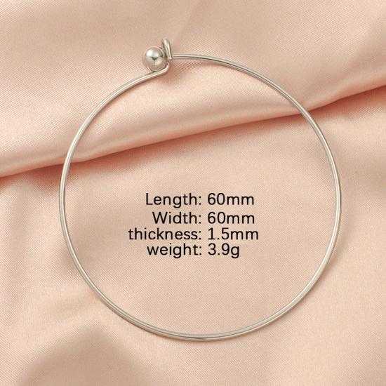 Image de Bracelets Joncs Extensibles en 304 Acier Inoxydable Multicolore Balle Pouvoir Être Dévissé 6cm Dia, 1 Pièce