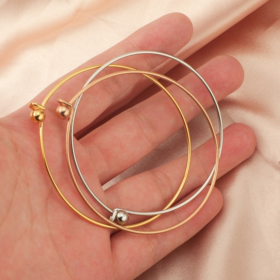 Image de Bracelets Joncs Extensibles en 304 Acier Inoxydable Multicolore Balle Pouvoir Être Dévissé 6cm Dia, 1 Pièce