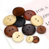 Picture of Natural Wood Sewing Buttons Scrapbooking 2 Holes Round Black