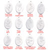 Picture of Eco-friendly 304 Stainless Steel Birth Month Flower Charms Silver Tone Oval Mirror 22mm x 14mm
