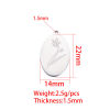 Picture of Eco-friendly 304 Stainless Steel Birth Month Flower Charms Silver Tone Oval Mirror 22mm x 14mm