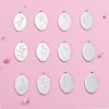 Picture of Eco-friendly 304 Stainless Steel Birth Month Flower Charms Silver Tone Oval Mirror 22mm x 14mm