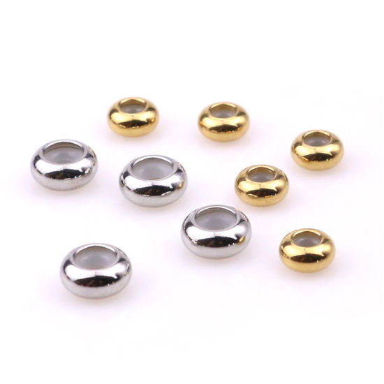 Image de Perles d'Espacement de Bouchon avec Noyau en Caoutchouc Accessories pour DIY Fabrication de Bijoux en 304 Acier Inoxydable Respectueux de la Nature Rond Multicolore 5 Pcs