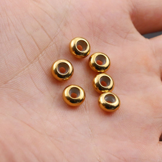 Image de Perles d'Espacement de Bouchon avec Noyau en Caoutchouc Accessories pour DIY Fabrication de Bijoux en 304 Acier Inoxydable Respectueux de la Nature Rond Multicolore 5 Pcs