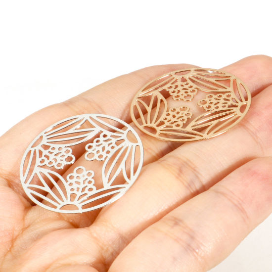 Image de Connecteurs Estampe en Filigrane en Alliage de Fer Rond Multicolore Feuilles 28mm Dia, 10 Pcs