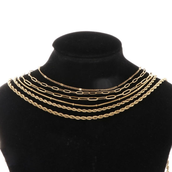 1 巻 真空メッキ 304ステンレス鋼 デザインチェーン手作り DIY ジュエリーアクセサリー作りのパーツ 18Kゴールドメッキ の画像