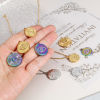 Picture of Eco-friendly Vacuum Plating 304 Stainless Steel Religious Charms Multicolor Round Eye of Providence/ All-seeing Eye