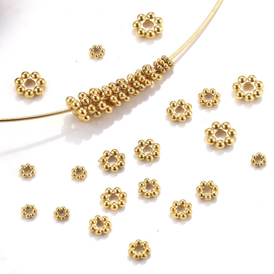 Image de 20 Pcs Perles d'Espacement Accessories pour DIY Fabrication de Bijoux de Bracelet Fête des Mères en 304 Acier Inoxydable Respectueux de la Nature Multicolore Flocon de Neige