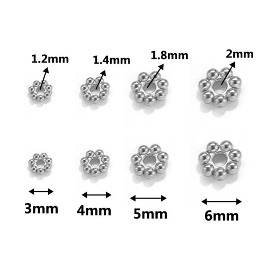 Image de 20 Pcs Perles d'Espacement Accessories pour DIY Fabrication de Bijoux de Bracelet Fête des Mères en 304 Acier Inoxydable Respectueux de la Nature Multicolore Flocon de Neige