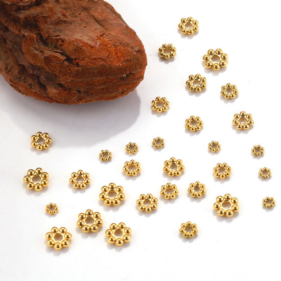 Image de 20 Pcs Perles d'Espacement Accessories pour DIY Fabrication de Bijoux de Bracelet Fête des Mères en 304 Acier Inoxydable Respectueux de la Nature Multicolore Flocon de Neige