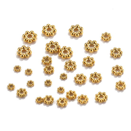 Image de 20 Pcs Perles d'Espacement Accessories pour DIY Fabrication de Bijoux de Bracelet Fête des Mères en 304 Acier Inoxydable Respectueux de la Nature Multicolore Flocon de Neige