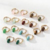 Picture of Eco-friendly Vacuum Plating 304 Stainless Steel Beaded Hoop Earrings Gold Plated Round 12mm Dia.