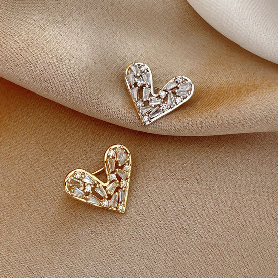 Image de Broche Epingle Élégant Cœur Multicolore à Strass Transparent 1 Pièce