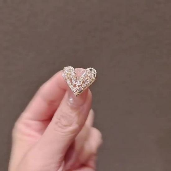Image de Broche Epingle Élégant Cœur Multicolore à Strass Transparent 1 Pièce