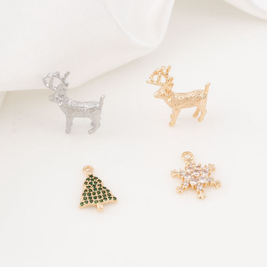 Image de Breloques Noël en Laiton Plaqué Or Véritable 3D 1 Pièce