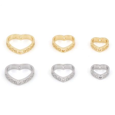 Brass Beads Frames Heart Filigree Real Gold Plated