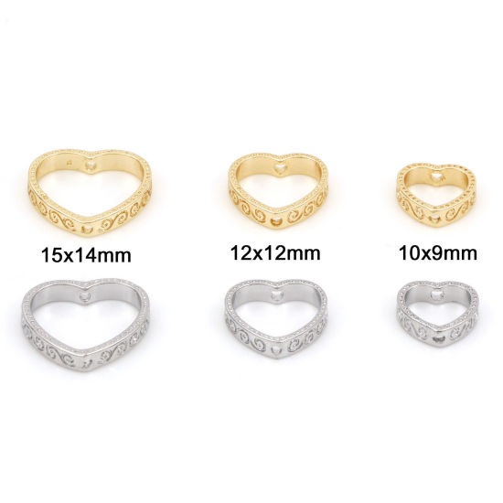 Picture of Brass Beads Frames Heart Filigree Real Gold Plated