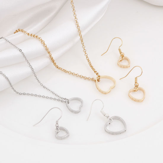 Picture of Brass Beads Frames Heart Filigree Real Gold Plated