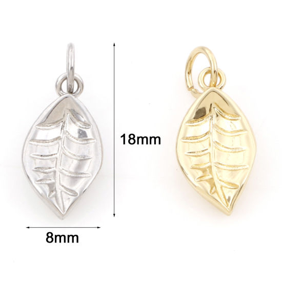 Image de Breloques en Laiton Multicolore Feuille 18mm x 8mm, 2 Pcs
