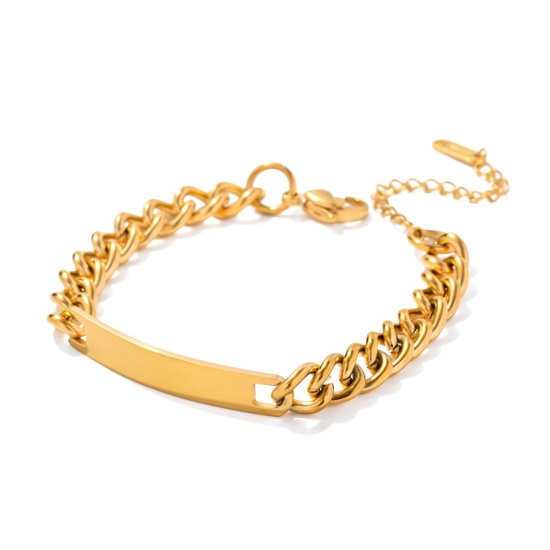 Image de Placage Sous Vide Écologique Simple & Décontracté Bracelets Chaîne à Maillons Cubains Élégant en 304 Acier Inoxydable Plaqué Or Véritable 18K Rond Ovale Pour Femmes 1 Pièce
