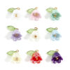 Picture of Zinc Based Alloy & Resin Charms Gold Plated Multicolor Flower Leaves Lily Of The Valley Flower 3D 14.5mm x 14mm