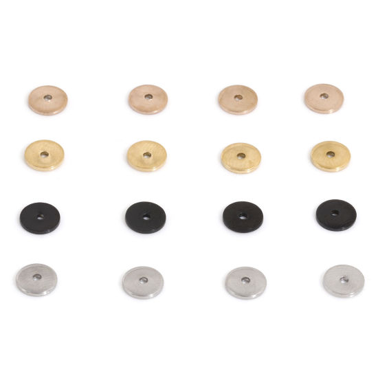 Image de Perles d'Espacement Accessories pour DIY Fabrication de Bijoux de Bracelet en 304 Acier Inoxydable Placage Sous Vide Écologique Rond Multicolore env. 6mm Dia., 10 Pcs