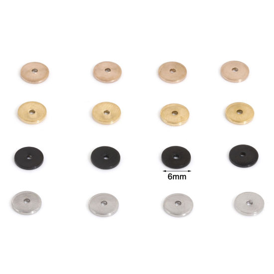 Image de Perles d'Espacement Accessories pour DIY Fabrication de Bijoux de Bracelet en 304 Acier Inoxydable Placage Sous Vide Écologique Rond Multicolore env. 6mm Dia., 10 Pcs