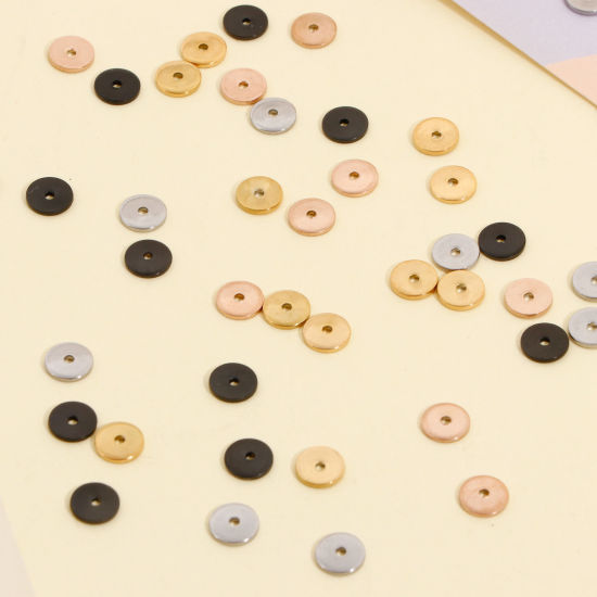 Image de Perles d'Espacement Accessories pour DIY Fabrication de Bijoux de Bracelet en 304 Acier Inoxydable Placage Sous Vide Écologique Rond Multicolore env. 6mm Dia., 10 Pcs