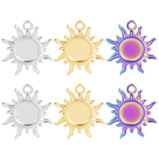 Image de Breloques en 304 Acier Inoxydable Respectueux de la Nature Rond Multicolore 3 Pcs