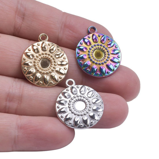 Image de Breloques en 304 Acier Inoxydable Respectueux de la Nature Rond Multicolore 3 Pcs