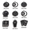Picture of Zinc Based Alloy Halloween Charms Silver Tone Black Round Sun & Moon Enamel