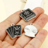 Picture of Zinc Based Alloy Halloween Charms Silver Tone Black Round Sun & Moon Enamel