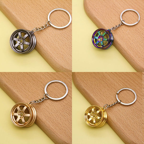 Image de Porte-Clés Créatif Multicolore Jante de Pneu de Moyeu de Roue de Voiture 1 Pièce