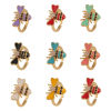 Picture of Eco-friendly Stylish Insect 18K Real Gold Plated Multicolor Copper & Cubic Zirconia Open Bee Animal Enamel Rings For Women Party