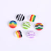 Image de Bouton de Haute Couture en Résine Boutons Rond Multicolore Arc-en-ciel 14mm Dia, 50 Pcs
